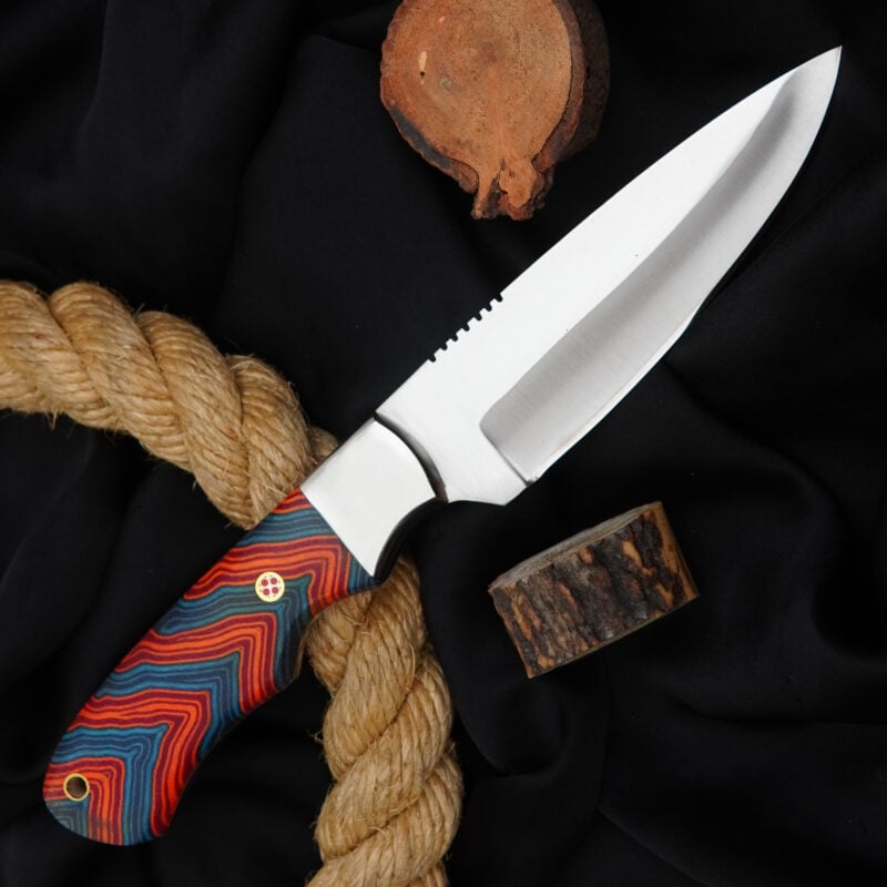 10" Hand-Forged D2 Knife with G10 Handle, Mosaic Pin & Leather Sheath