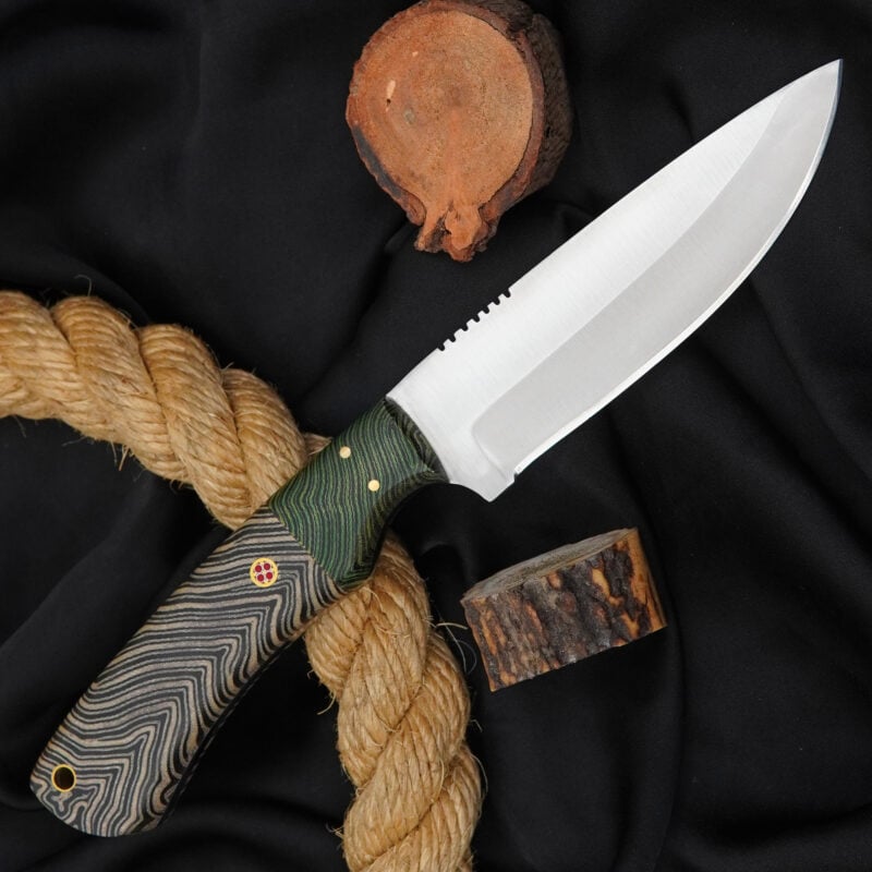 10" Hand-Forged D2 Knife with G10 Handle, Mosaic Pin & Leather Sheath