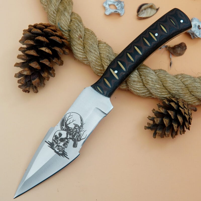 10" D2 ENGRAVED KNIFE WITH LEATHER SHEATH SM-2