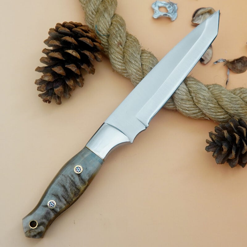 10" D2 KNIFE WITH MOSAIC PIN & LEATHER SHEATH SRH-4