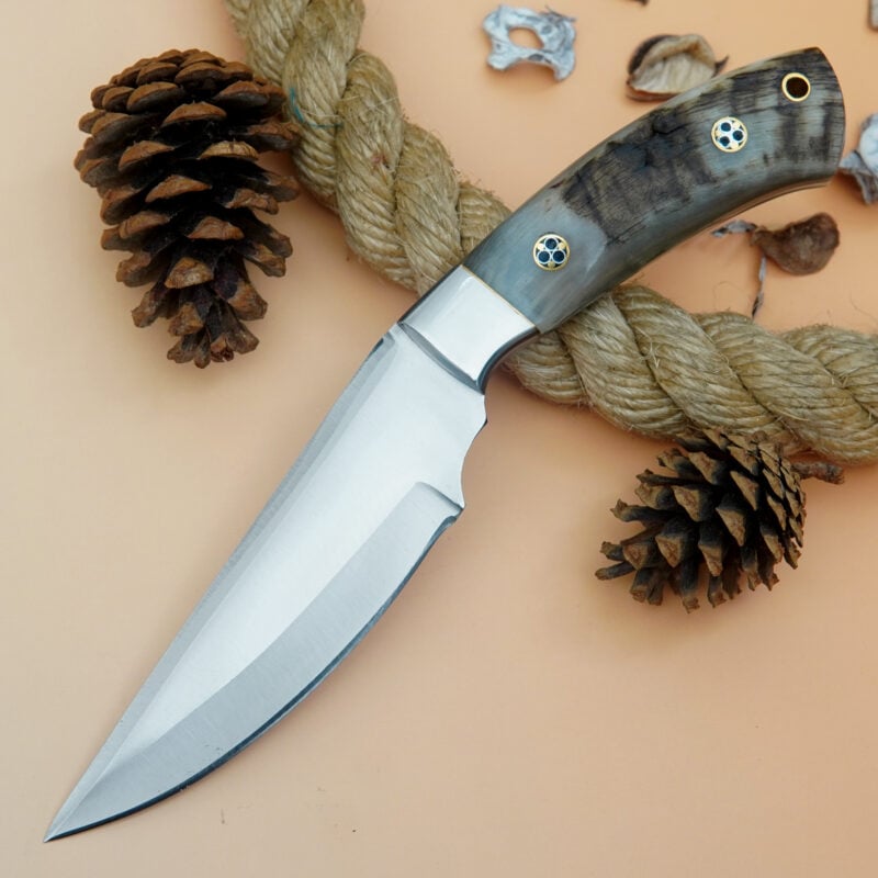 10" D2 KNIFE WITH MOSAIC PIN & LEATHER SHEATH SRH-1