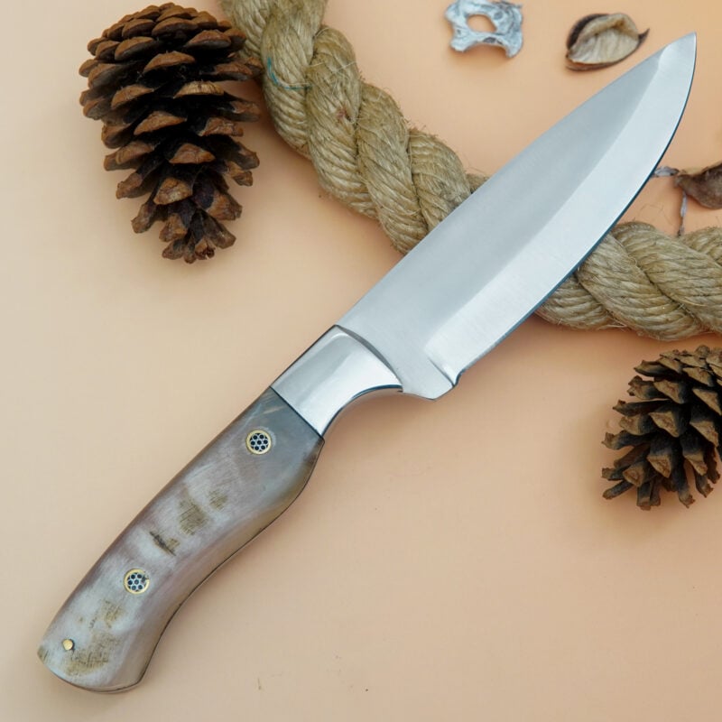 10" D2 KNIFE WITH MOSAIC PIN & LEATHER SHEATH SRH-10
