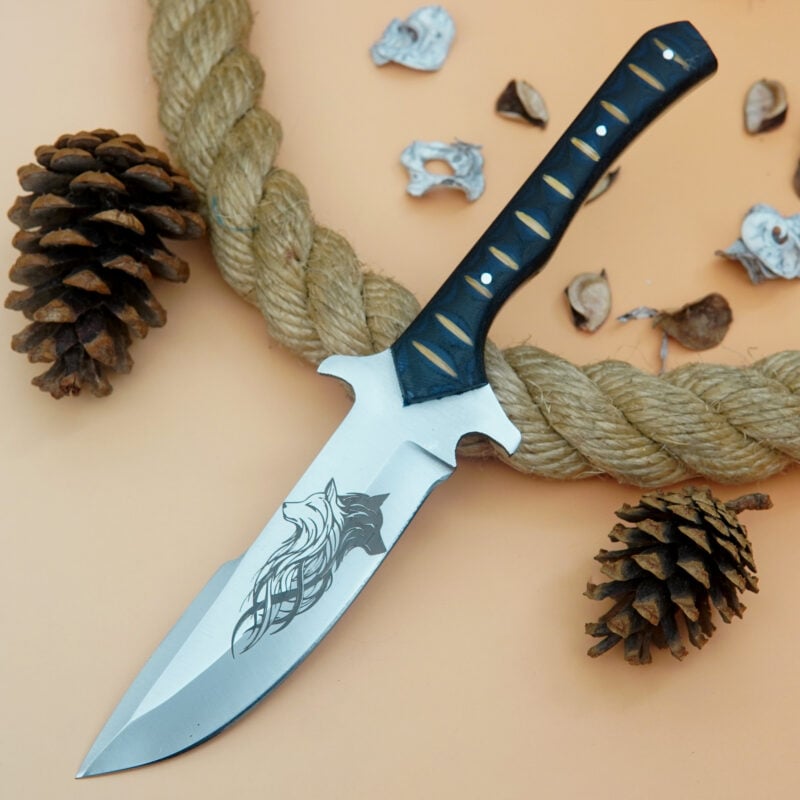 10" D2 ENGRAVED KNIFE WITH LEATHER SHEATH SM-3