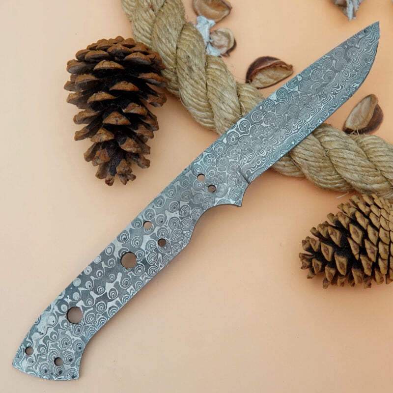 10"  RAIN DROP PATTERN DAMASCUS STEEL BLANK BLADE CD3