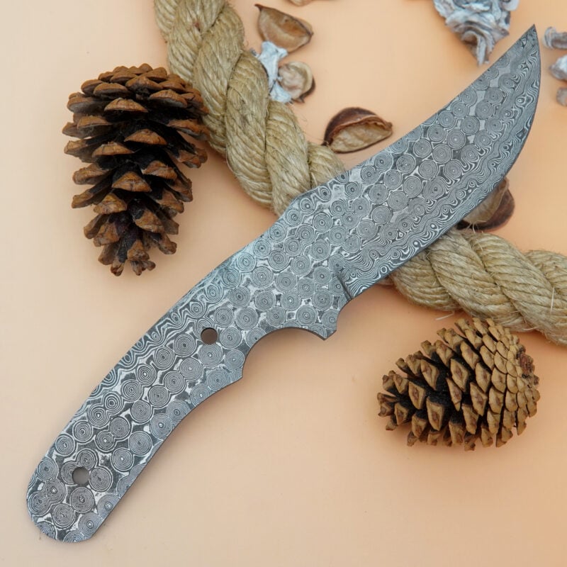 10" RAIN DROP PATTERN DAMASCUS STEEL BLANK BLADE CD4