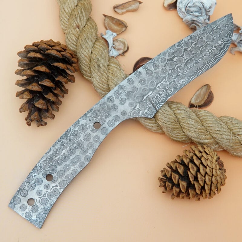 10" RAIN DROP PATTERN DAMASCUS STEEL BLANK BLADE CD5