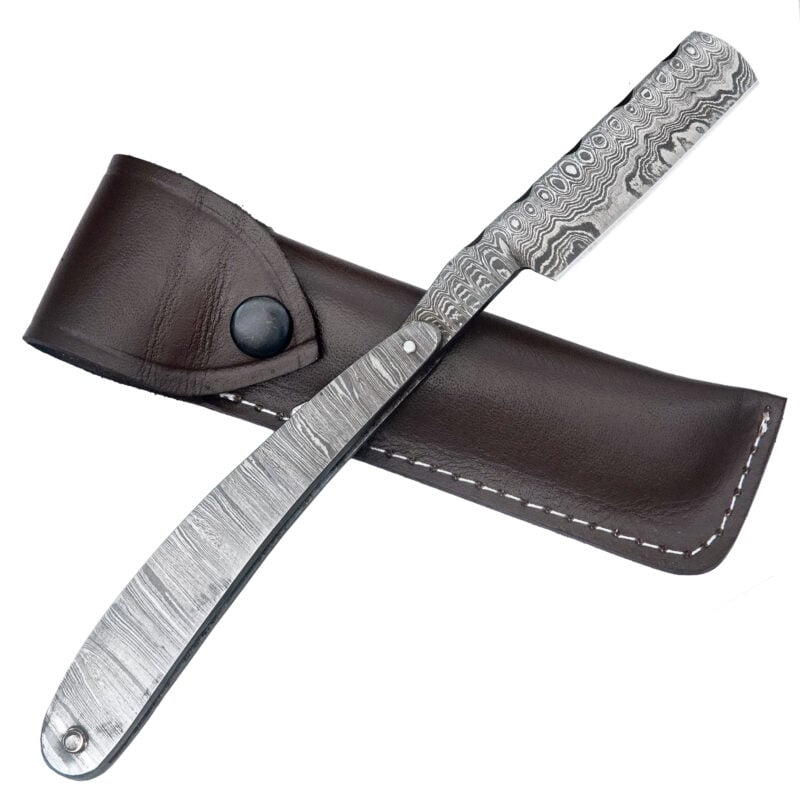 DAMASCUS RAZOR FOR MEN'S SHAVING WITH PREMIUM LEATHER SHEATH-R3