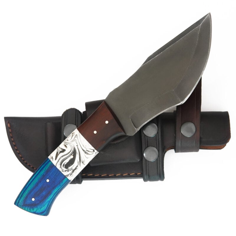 10" D2 CARBON COATED TRACKER WITH PREMIUM LEATHER SHEATH-T9