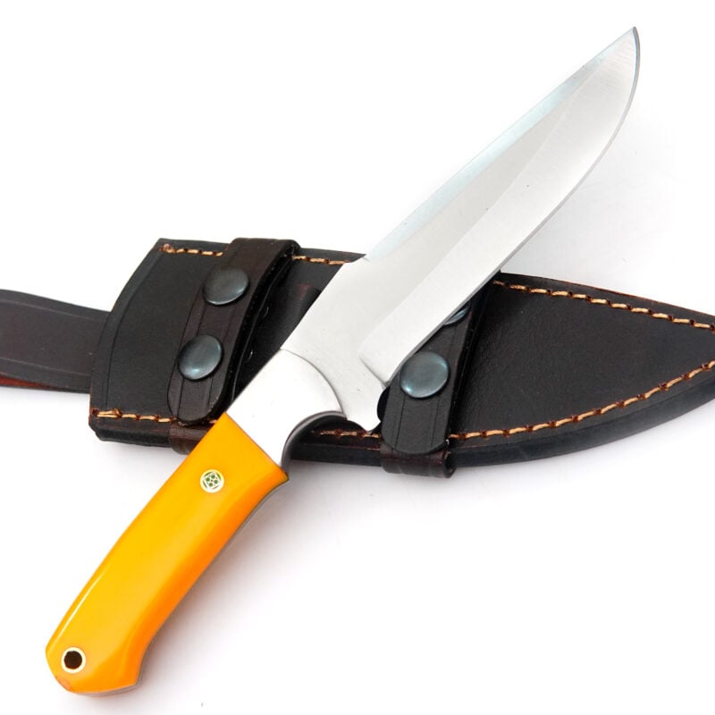 10" D2 KNIFE WITH LANYARD HOLE, MOSAIC PIN & PREMIUM LEATHER SHEATH-TB26