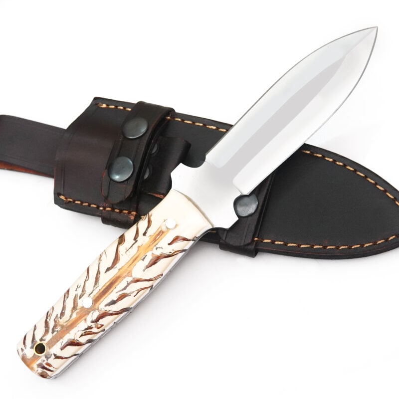 10" D2 DAGGER WITH LANYARD HOLE & PREMIUM LEATHER SHEATH-T46