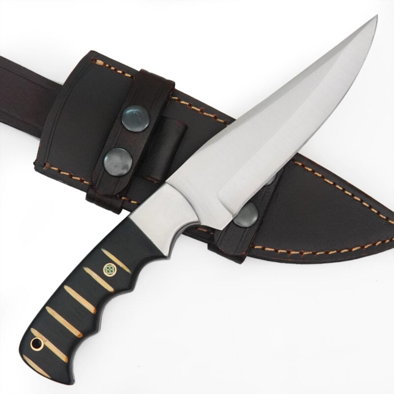 10" D2 KNIFE WITH MOSAIC PIN, LANYARD HOLE & PREMIUM LEATHER SHEATH-T39
