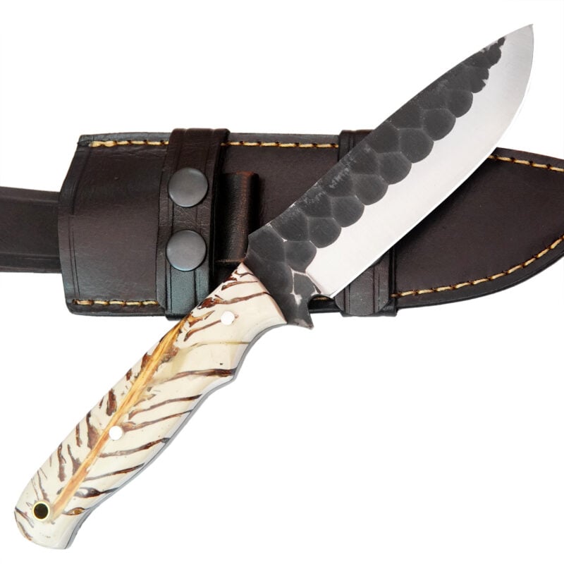 10" D2 KNIFE WITH LANYARD HOLE & PREMIUM LEATHER SHEATH-T38