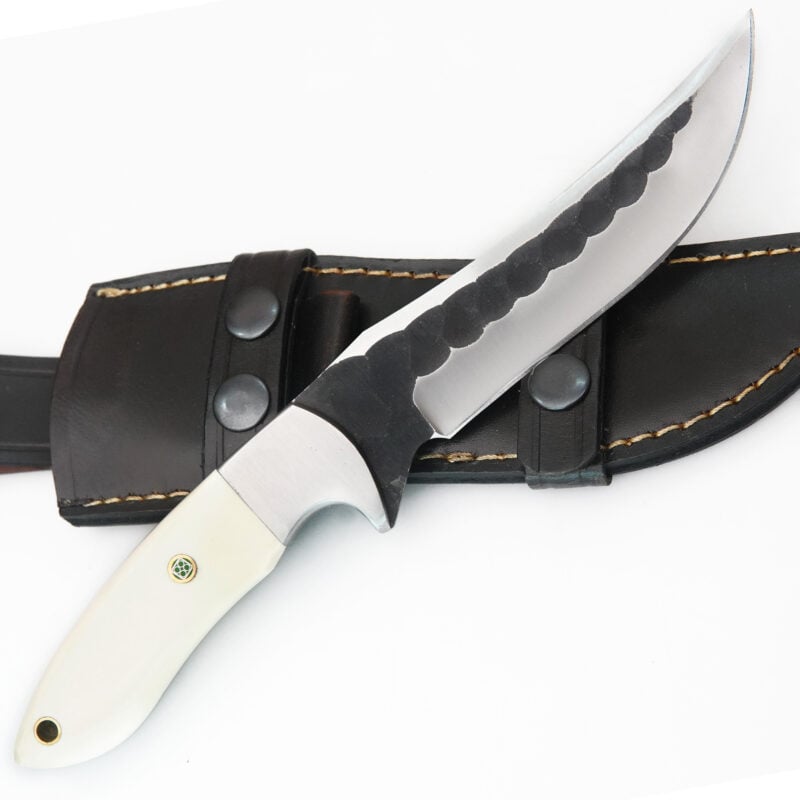 10" D2 KNIFE WITH MOSAIC PIN, LANYARD HOLE & PREMIUM LEATHER SHEATH-T33