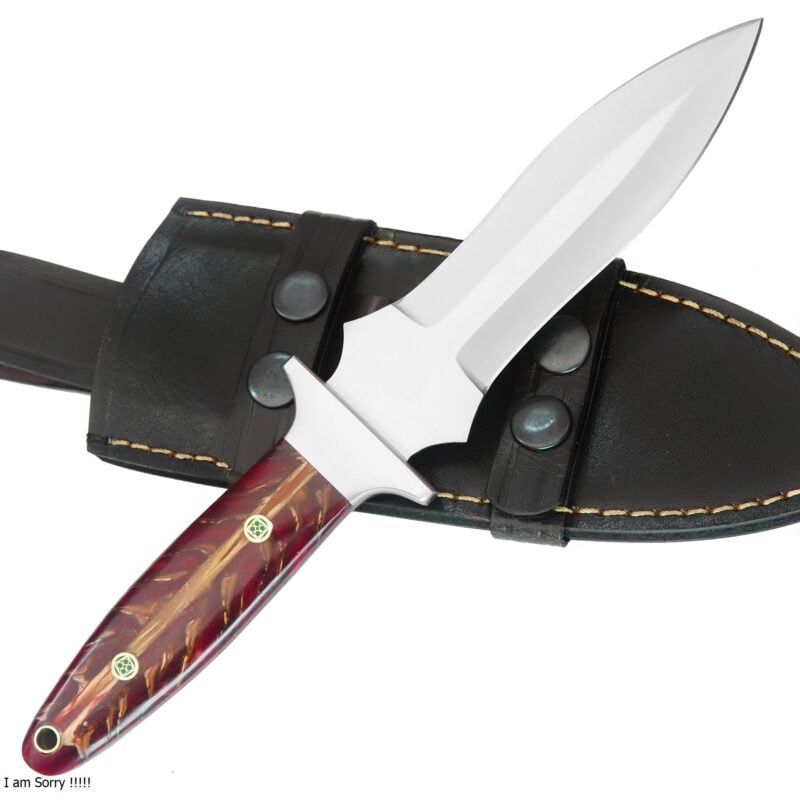 10" HAND-FORGED D2 DAGGER WITH LANYARD HOLE & PREMIUM LEATHER SHEATH-T50