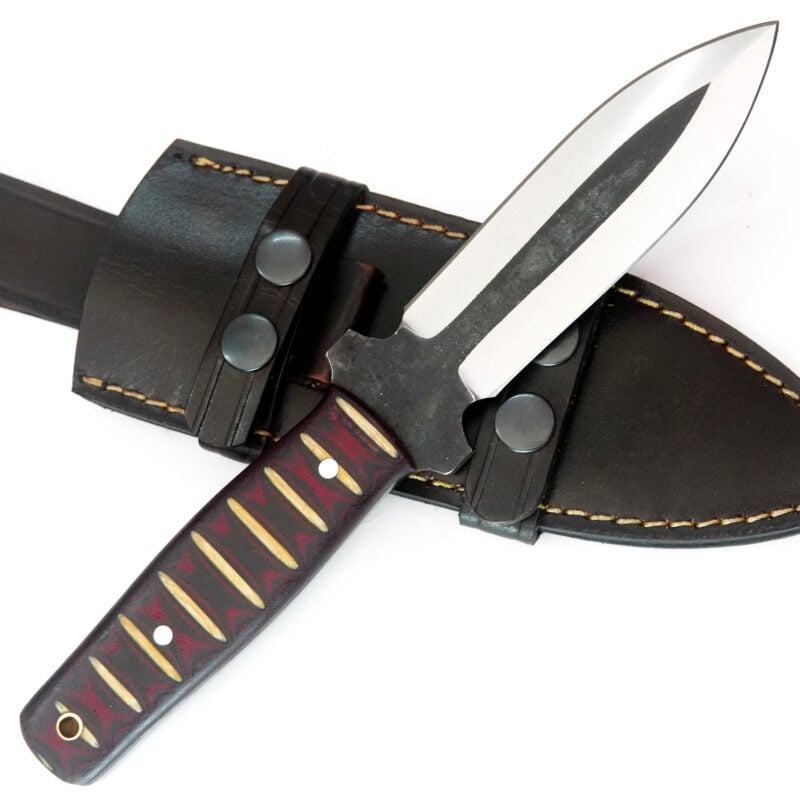 10" D2 DAGGER WITH LANYARD HOLE & PREMIUM LEATHER SHEATH-T45