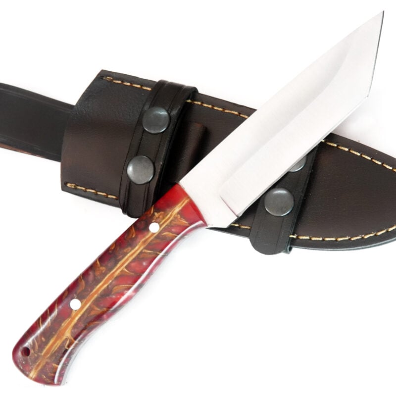 10" D2 KNIFE WITH LANYARD HOLE & PREMIUM LEATHER SHEATH-T36